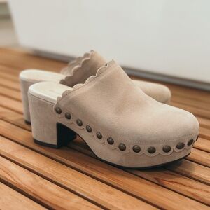 Chocolate Blu mules clog suede new taupe